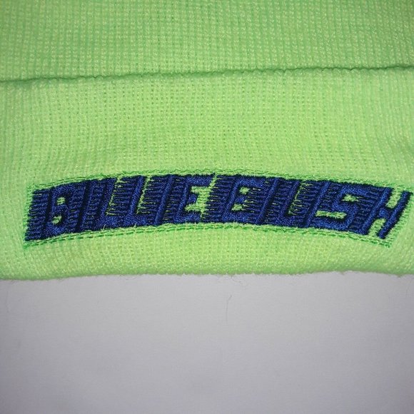 Billie Eilish Beanie / Hat Neon Green, Embroidered with Logo, YP Classics, EUC - Picture 4 of 9